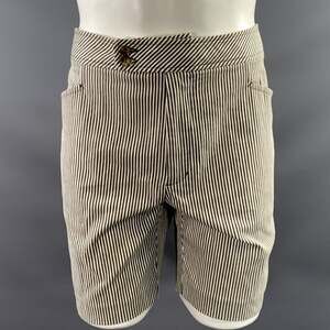 MR TURK Size 40 White Grey Stripe Cotton Blend Shorts